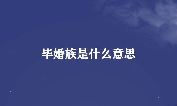 毕婚族是什么意思