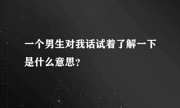 一个男生对我话试着了解一下是什么意思？
