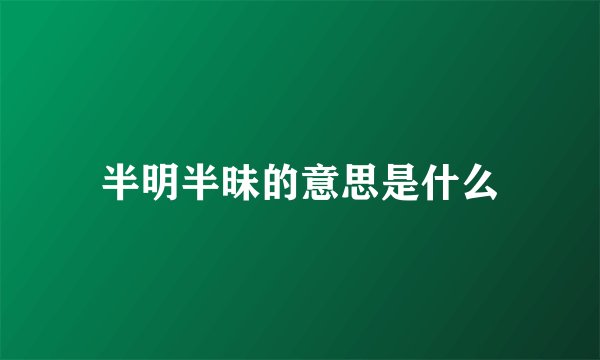 半明半昧的意思是什么