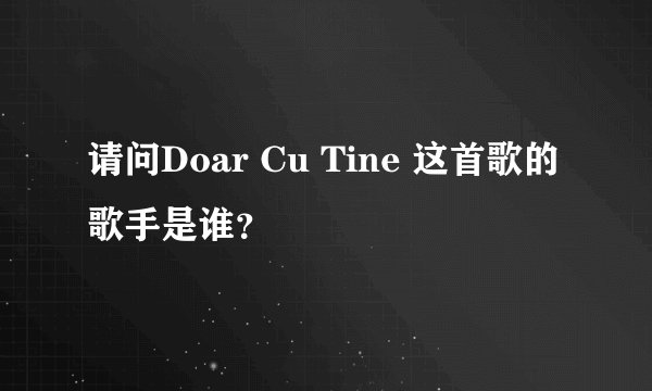 请问Doar Cu Tine 这首歌的歌手是谁？