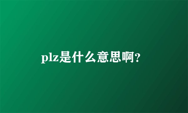 plz是什么意思啊？