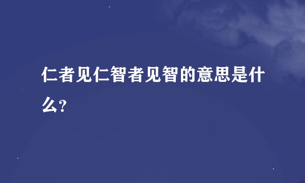 仁者见仁智者见智的意思是什么？