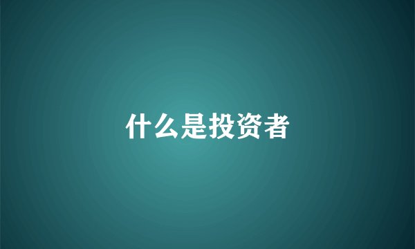 什么是投资者