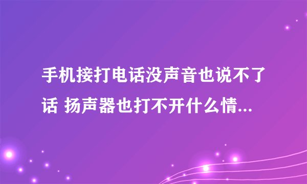 手机接打电话没声音也说不了话 扬声器也打不开什么情况 求解答