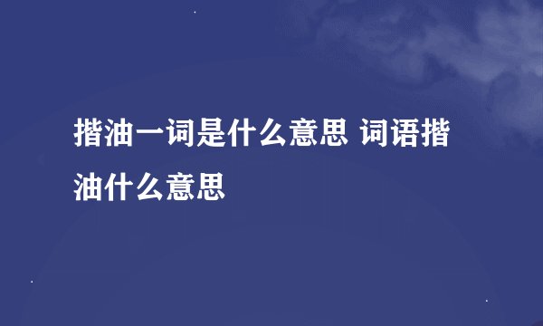 揩油一词是什么意思 词语揩油什么意思