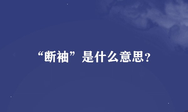 “断袖”是什么意思？
