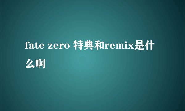fate zero 特典和remix是什么啊
