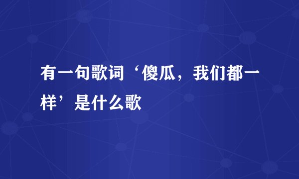 有一句歌词‘傻瓜，我们都一样’是什么歌
