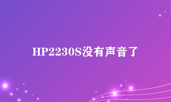 HP2230S没有声音了