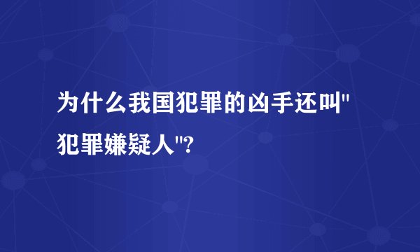 为什么我国犯罪的凶手还叫