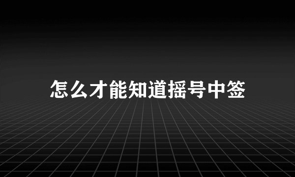 怎么才能知道摇号中签