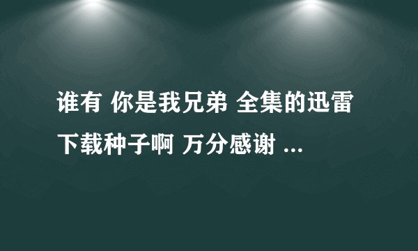 谁有 你是我兄弟 全集的迅雷下载种子啊 万分感谢 一定要能用