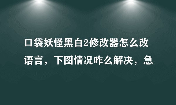 口袋妖怪黑白2修改器怎么改语言，下图情况咋么解决，急