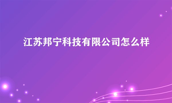 江苏邦宁科技有限公司怎么样