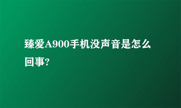 臻爱A900手机没声音是怎么回事?