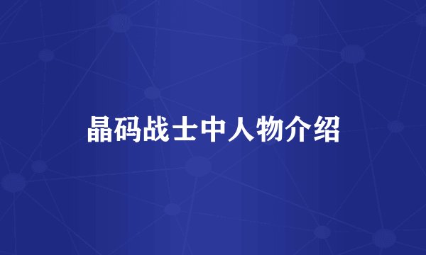 晶码战士中人物介绍