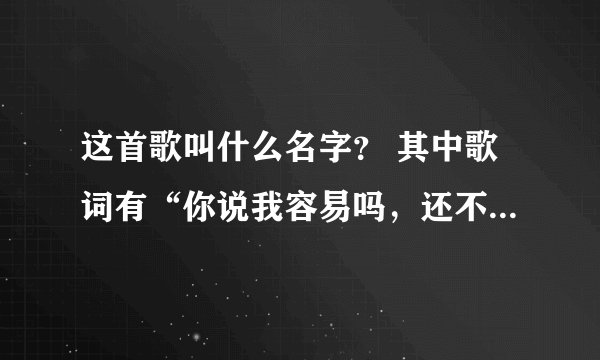 这首歌叫什么名字？ 其中歌词有“你说我容易吗，还不依不饶啊，还嫌不够吗，真够可以的 ”
