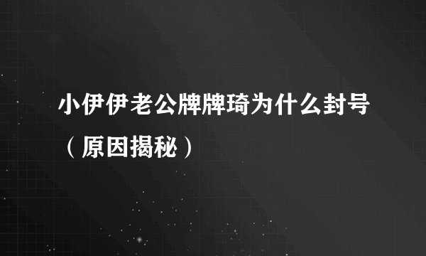 小伊伊老公牌牌琦为什么封号（原因揭秘）