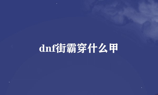 dnf街霸穿什么甲