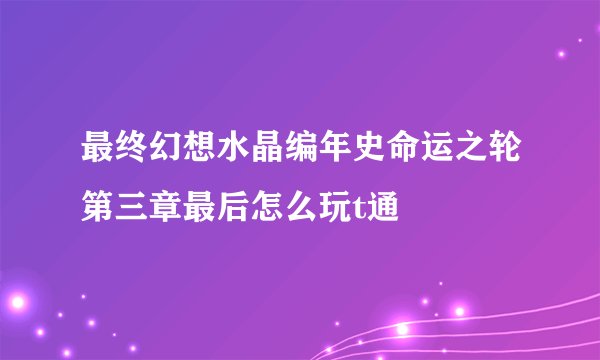 最终幻想水晶编年史命运之轮第三章最后怎么玩t通