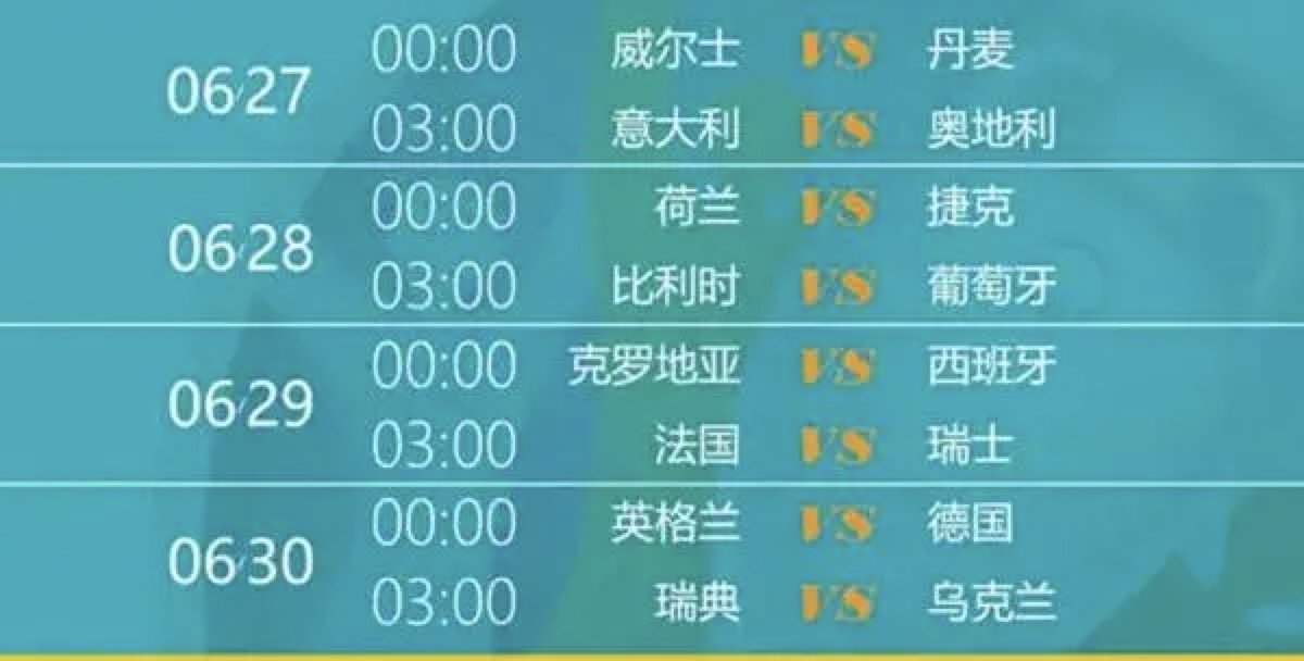 2021欧洲杯赛程表