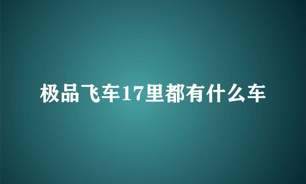 极品飞车17里都有什么车