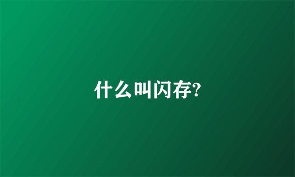 什么叫闪存?