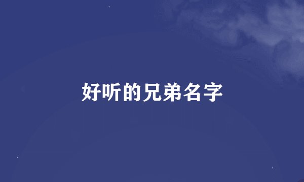 好听的兄弟名字