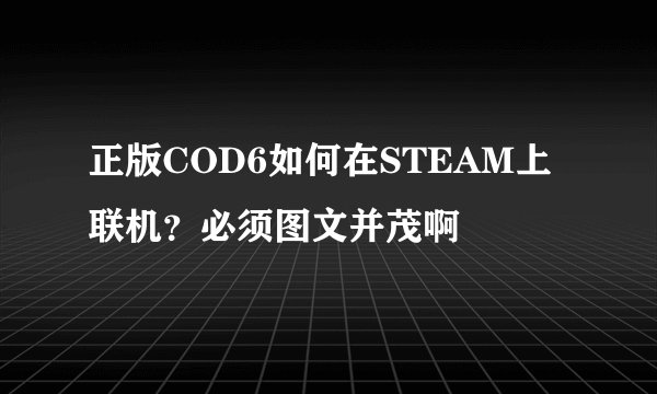 正版COD6如何在STEAM上联机？必须图文并茂啊
