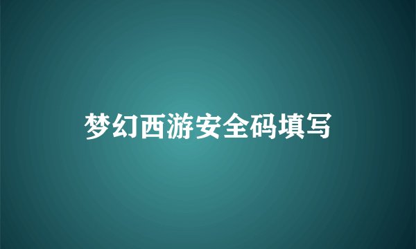 梦幻西游安全码填写