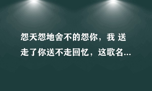 怨天怨地舍不的怨你，我 送走了你送不走回忆，这歌名是 什么啊