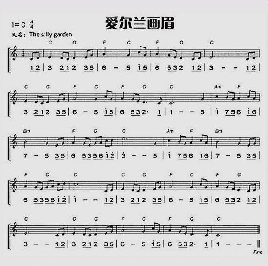 跪求爱尔兰画眉24孔口琴简谱