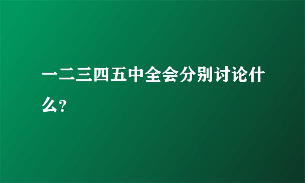 一二三四五中全会分别讨论什么？