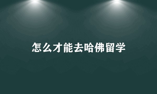 怎么才能去哈佛留学