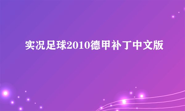 实况足球2010德甲补丁中文版