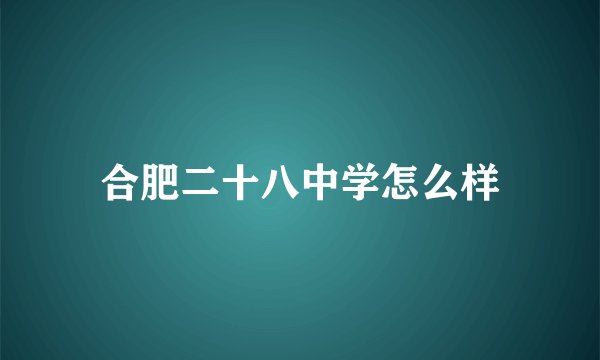 合肥二十八中学怎么样
