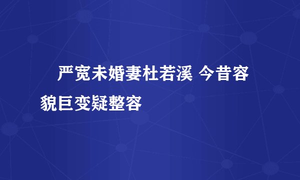 严宽未婚妻杜若溪 今昔容貌巨变疑整容