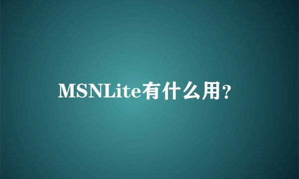 MSNLite有什么用？