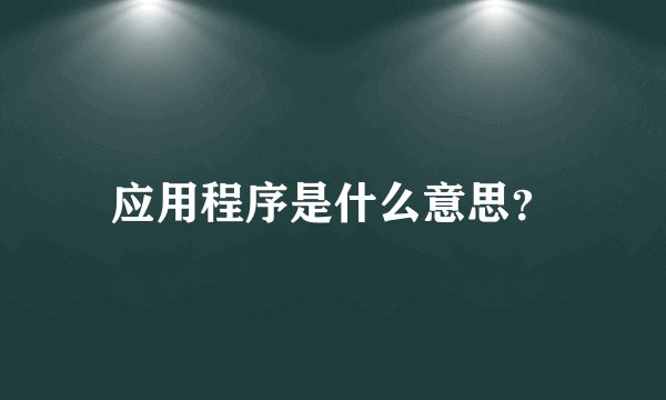 应用程序是什么意思？