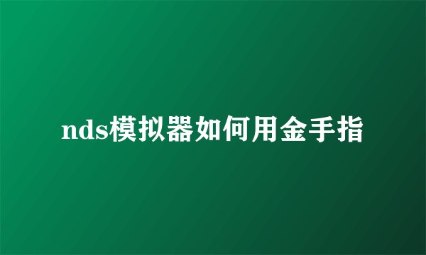 nds模拟器如何用金手指