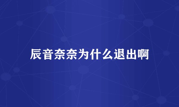 辰音奈奈为什么退出啊