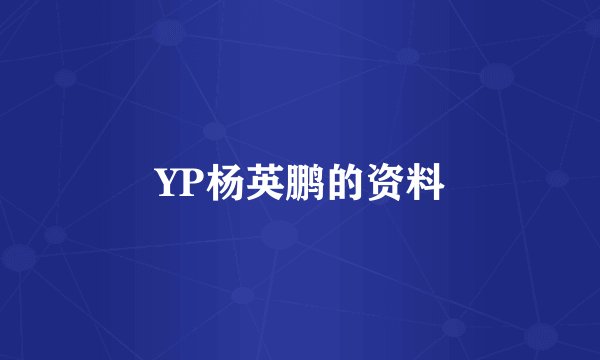 YP杨英鹏的资料