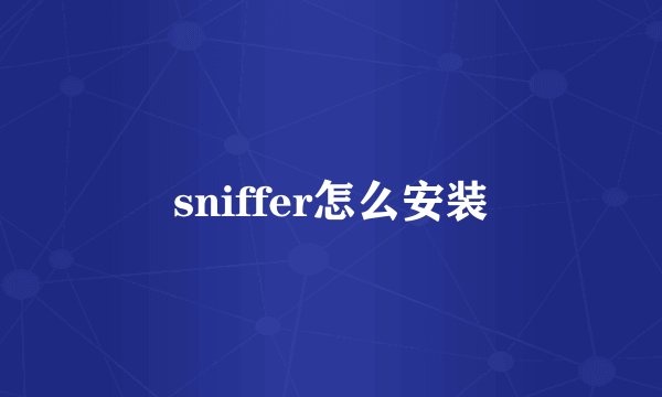 sniffer怎么安装