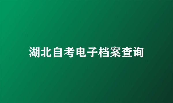 湖北自考电子档案查询