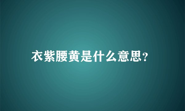 衣紫腰黄是什么意思？