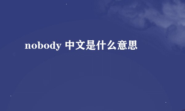 nobody 中文是什么意思