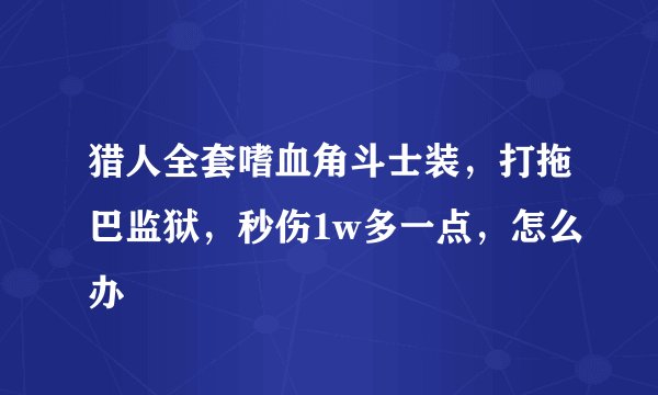 猎人全套嗜血角斗士装，打拖巴监狱，秒伤1w多一点，怎么办