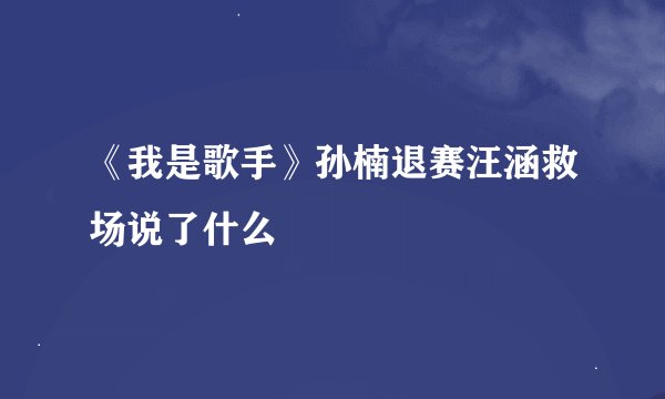《我是歌手》孙楠退赛汪涵救场说了什么