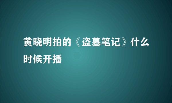 黄晓明拍的《盗墓笔记》什么时候开播