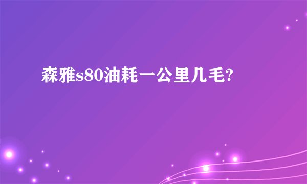 森雅s80油耗一公里几毛?